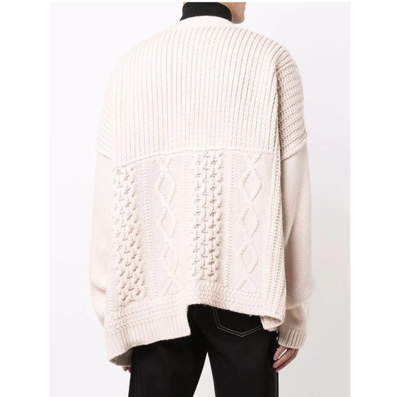 AMBUSH Patchwork Knit Logo Cardigan / Small / Birch Oversized Logo Mens - Picture 3 of 14